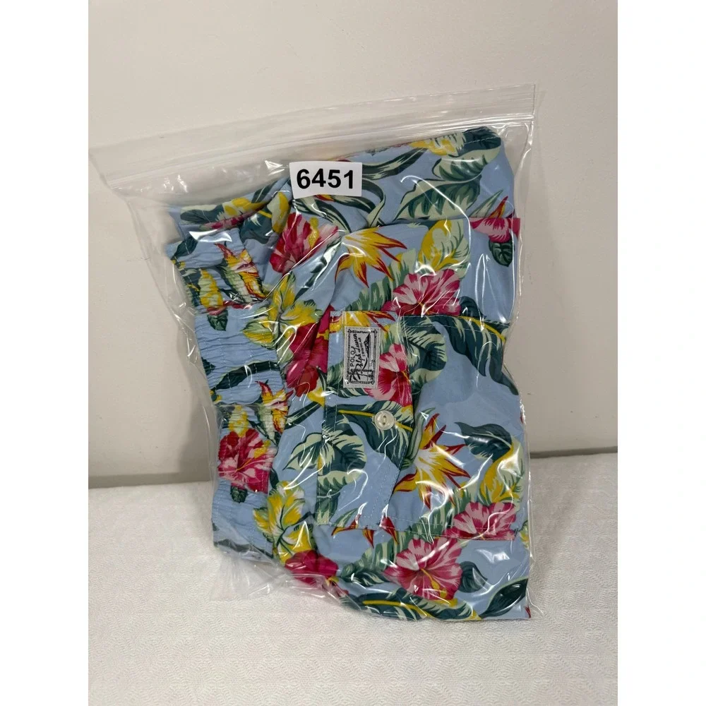 Polo Ralph Lauren Swim Trunks Mens Large Floral Hibiscus Blue Vaca EUC